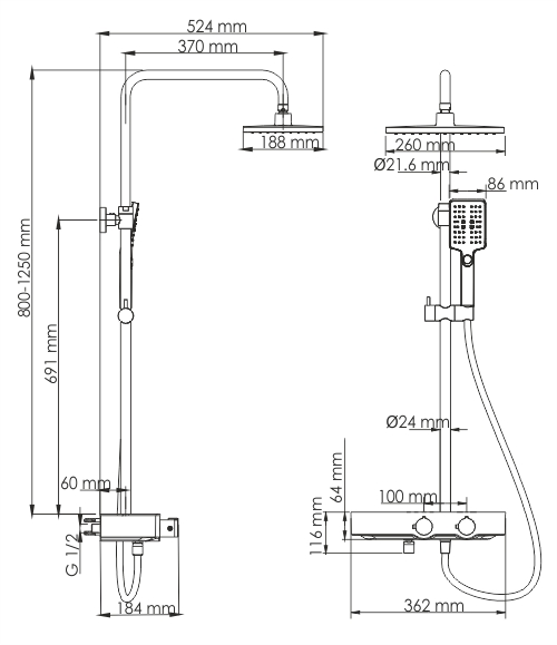 A11401 Thermo Душевой комплект с термостатическим смесителем